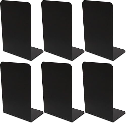 ZOEYES 6 sujetalibros de metal negro de 80 x 39 x 53 pulgadas extremos de libro resistentes para estantes soportes de libros antideslizantes y tapón