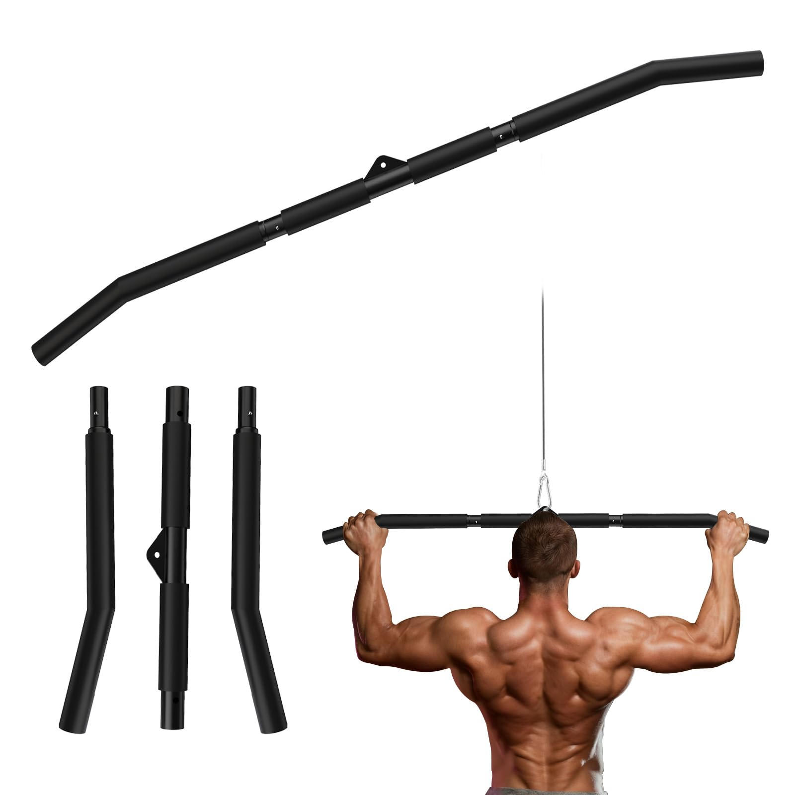 Fitarc Barra Lat Machine 102 cm, impugnatura antiscivolo a tutta lunghezza, barra Lat Pulldown per macchina a cavi, supporta presa stretta e larga