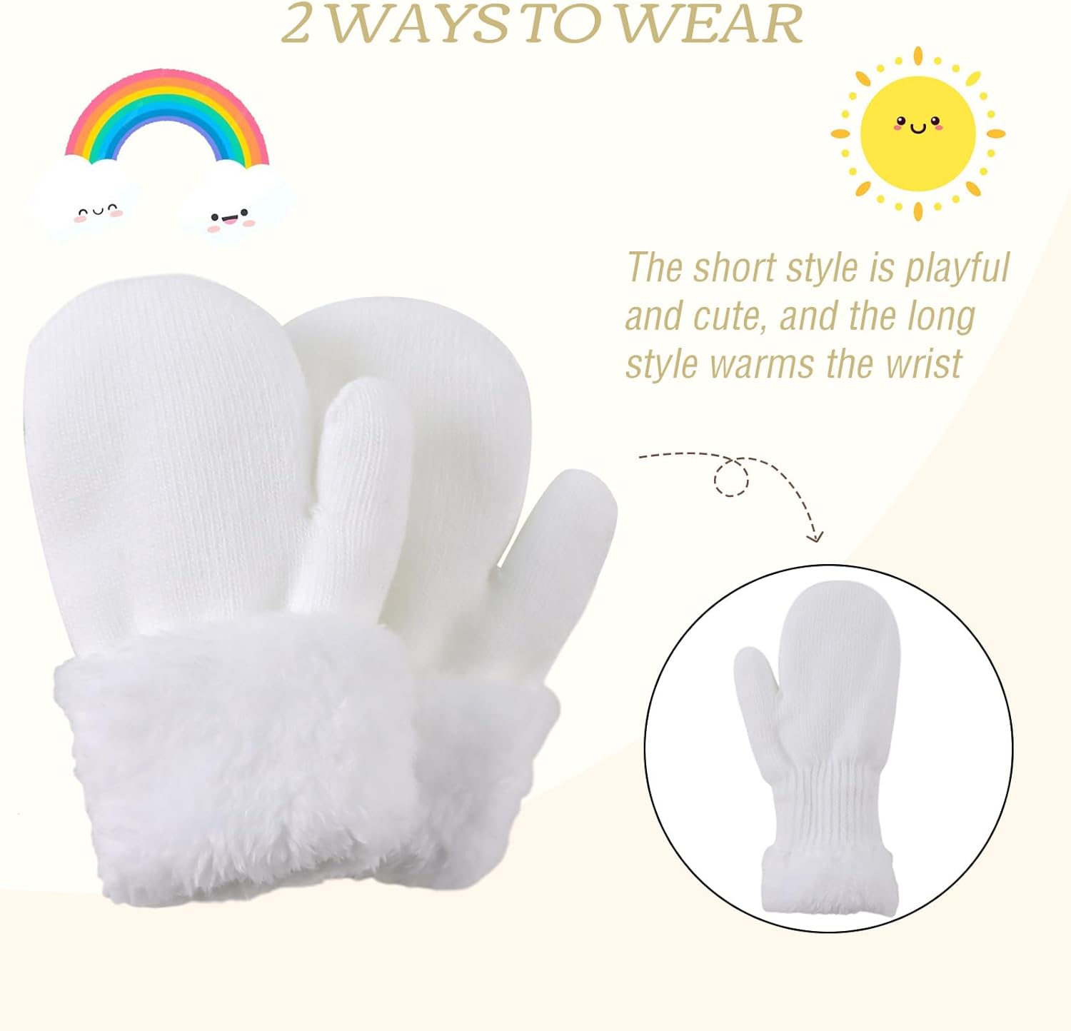 PESAAT Baby Girl Mittens Fleece Toddler Boy Mittens Warm Kids Winter Gloves Unisex Cold Weather Baby Gloves - Image 2