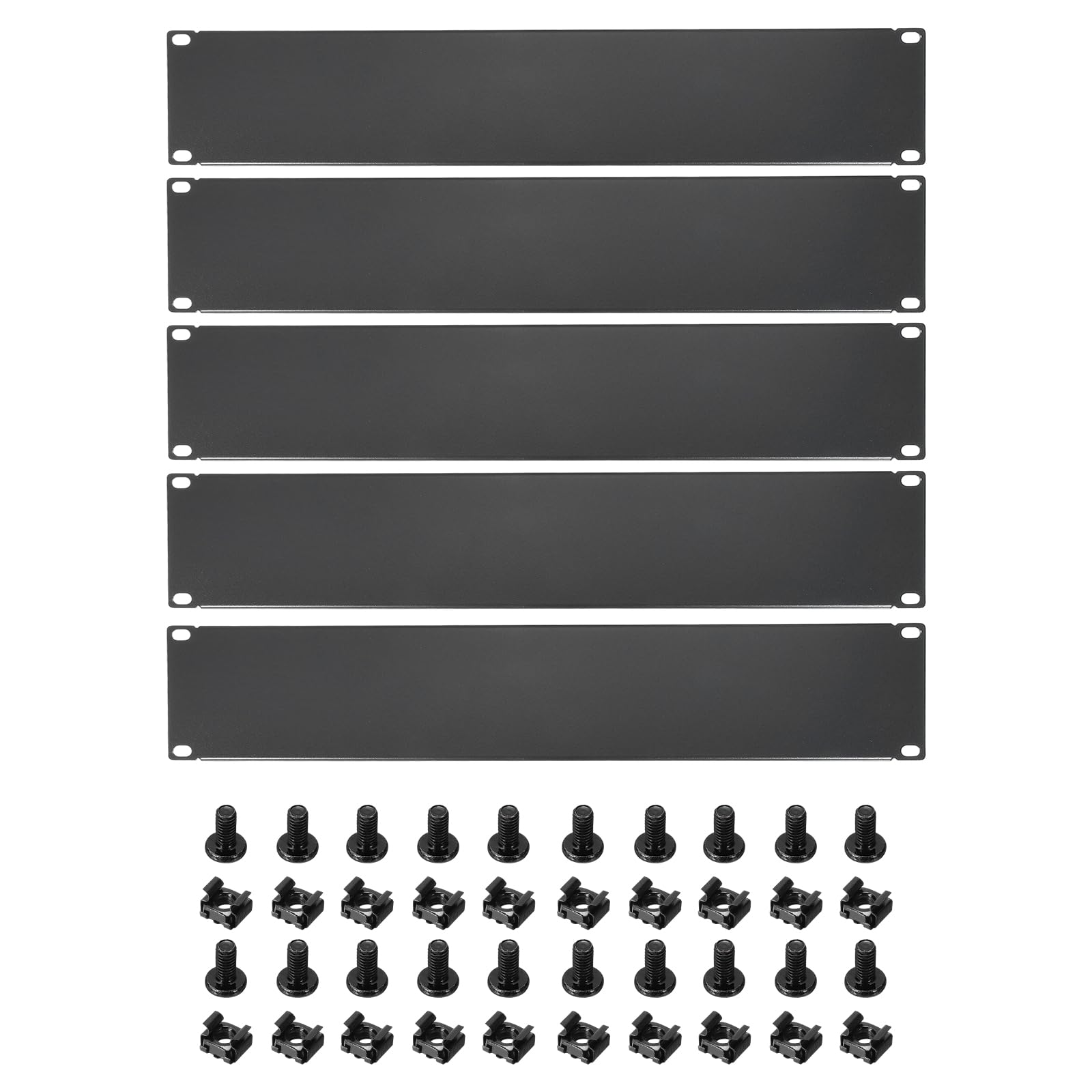 5 Set 2U Blindplatten Metall Rackmontage Füllpaneel Kit Mit Schrauben Und Muttern Für 19 Zoll Netzwerkschrank Serverrack Schrank Kabelzubehör Schwarz