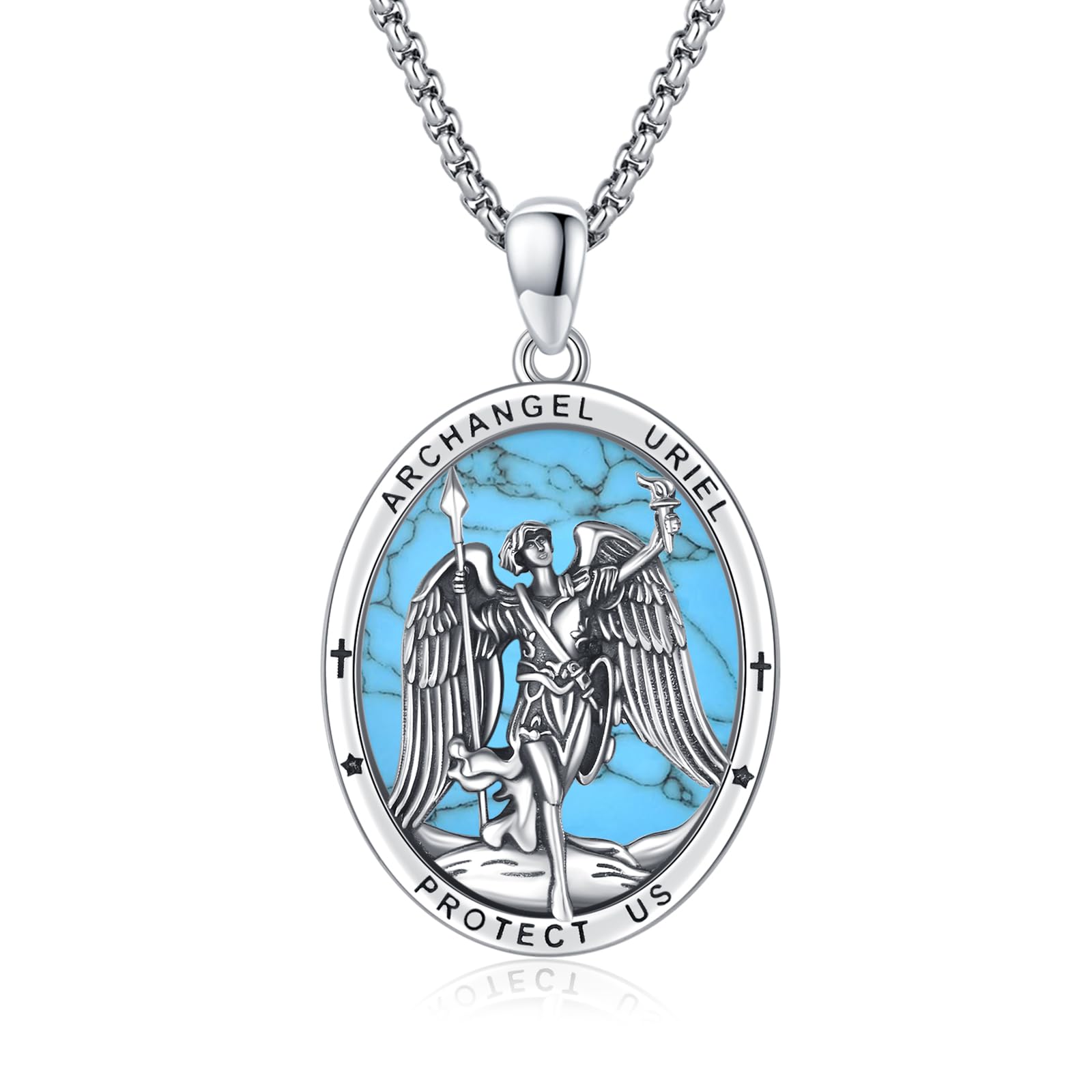Silver/14K Gold Patron Saint Medal Amulet Necklace for Men Women