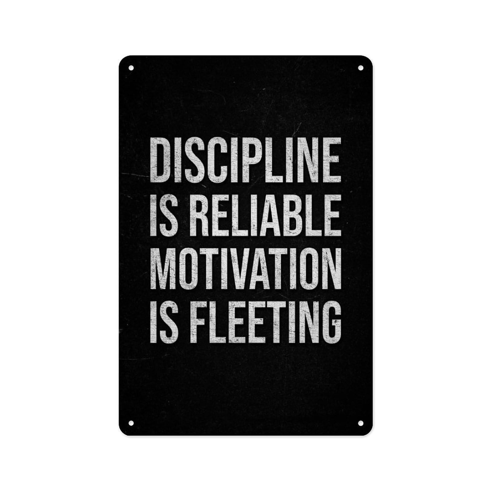 peiyeety Metal Tin Sign 12 X 8 Inch Discipline Is Reliable Motivation Is Fleeting – Motivational Quote, Metal Plaque, For Cafe Beer Club Gym Office Living Room Wall Inspirational Decorative