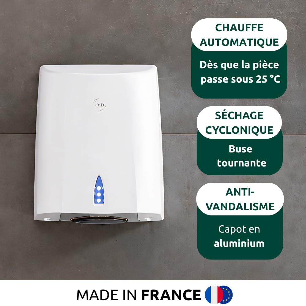 JVD - Sèche-Mains Copt'Air Chauffant Blanc - Matériel Professionnel