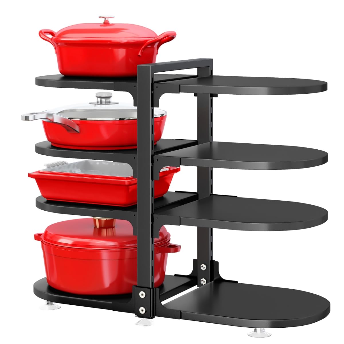 Pots and Pans Organizer under Cabinet, 8 Tier 16” Heavy Duty Adjustable Pot and Pan Organizer for under Cabinet with Panels, Pan Organizer Rack for Kitchen Cabinet Organizers and Storage
