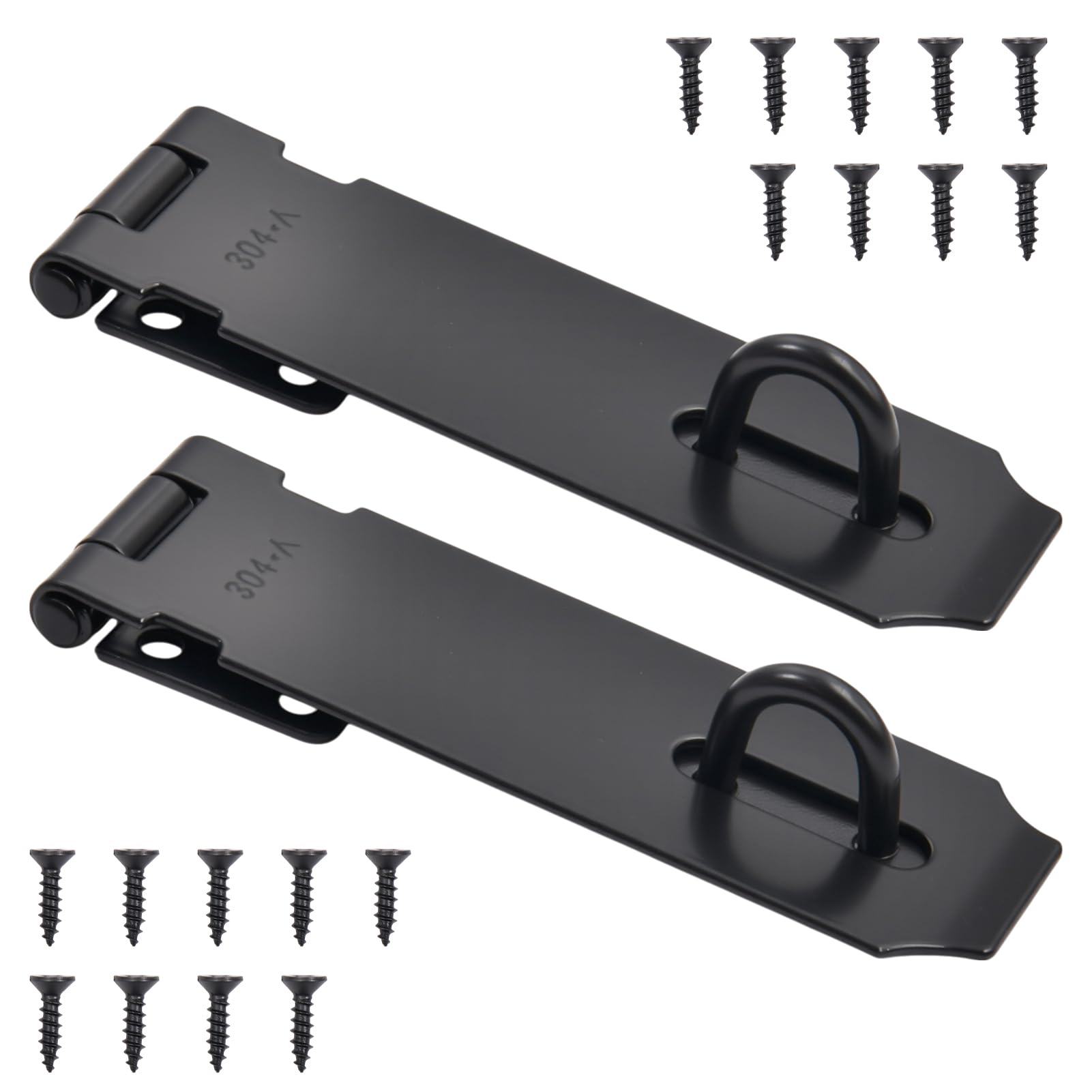 LEONTOOL 2-Pack Door Hasp Latch Locks 5 Inch Packlock Clasp 304 Stainless Steel Heavy Duty Hinge Lock Gate Door Padlock Hasp Lock Latch with Screws for Gates Doors