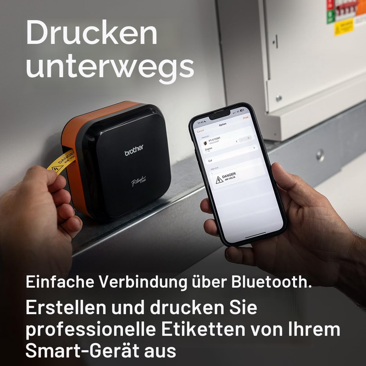 Brother P-Touch Cube Pro PT-E720BT Beschriftungsgerät, 24 mm | Industriell, Elektro- und Netzwerkinstallation, Pro Label Tool App kostenlos
