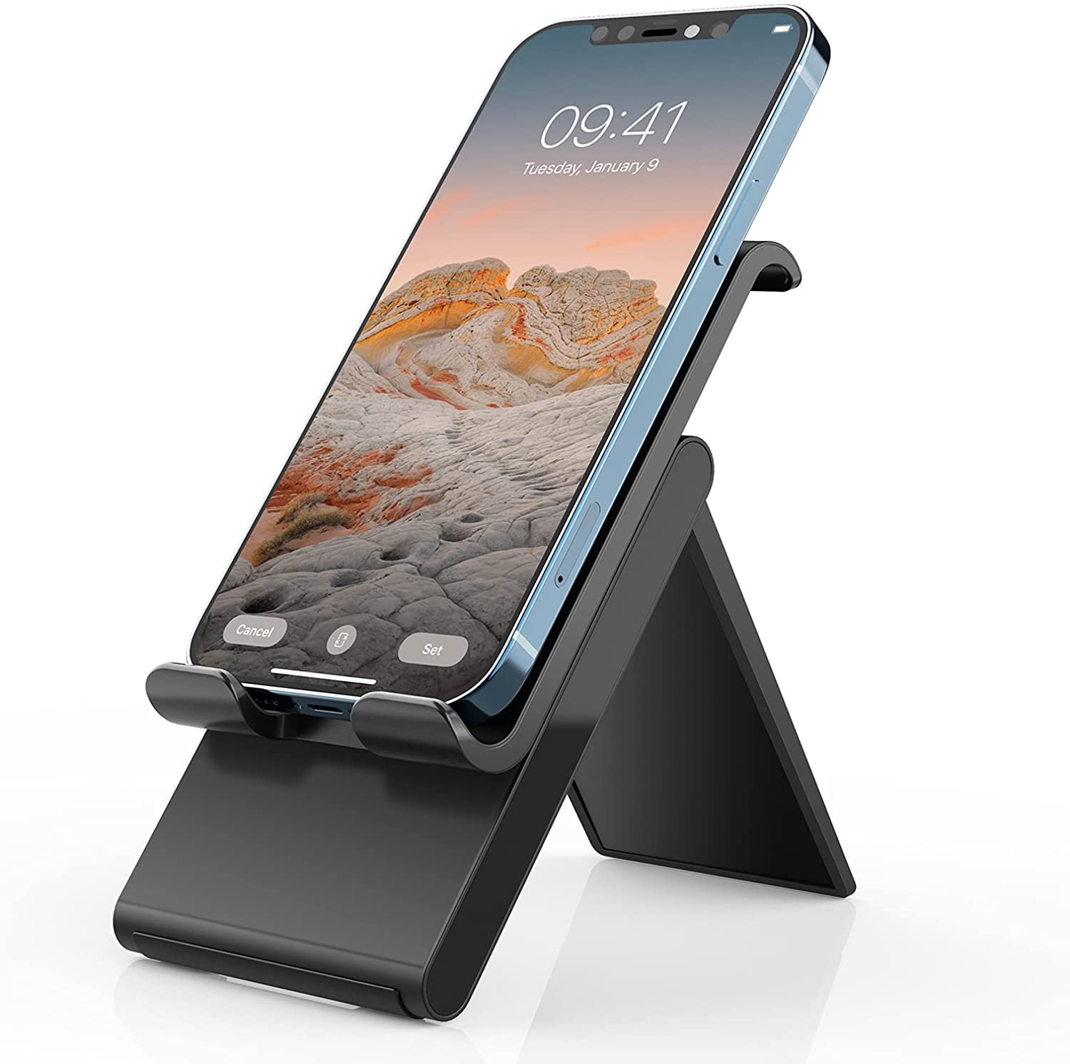 Spanker Mobile Cell Phone Stand Adjustable Foldable Portable Holder Cradle，Phone Dock for Desk Table，Compatible with Phone 11 Pro xs xr x se 8 All Android Smartphones- Black (B09Z6HJ68S) Amazon Price History, Amazon Price Tracker