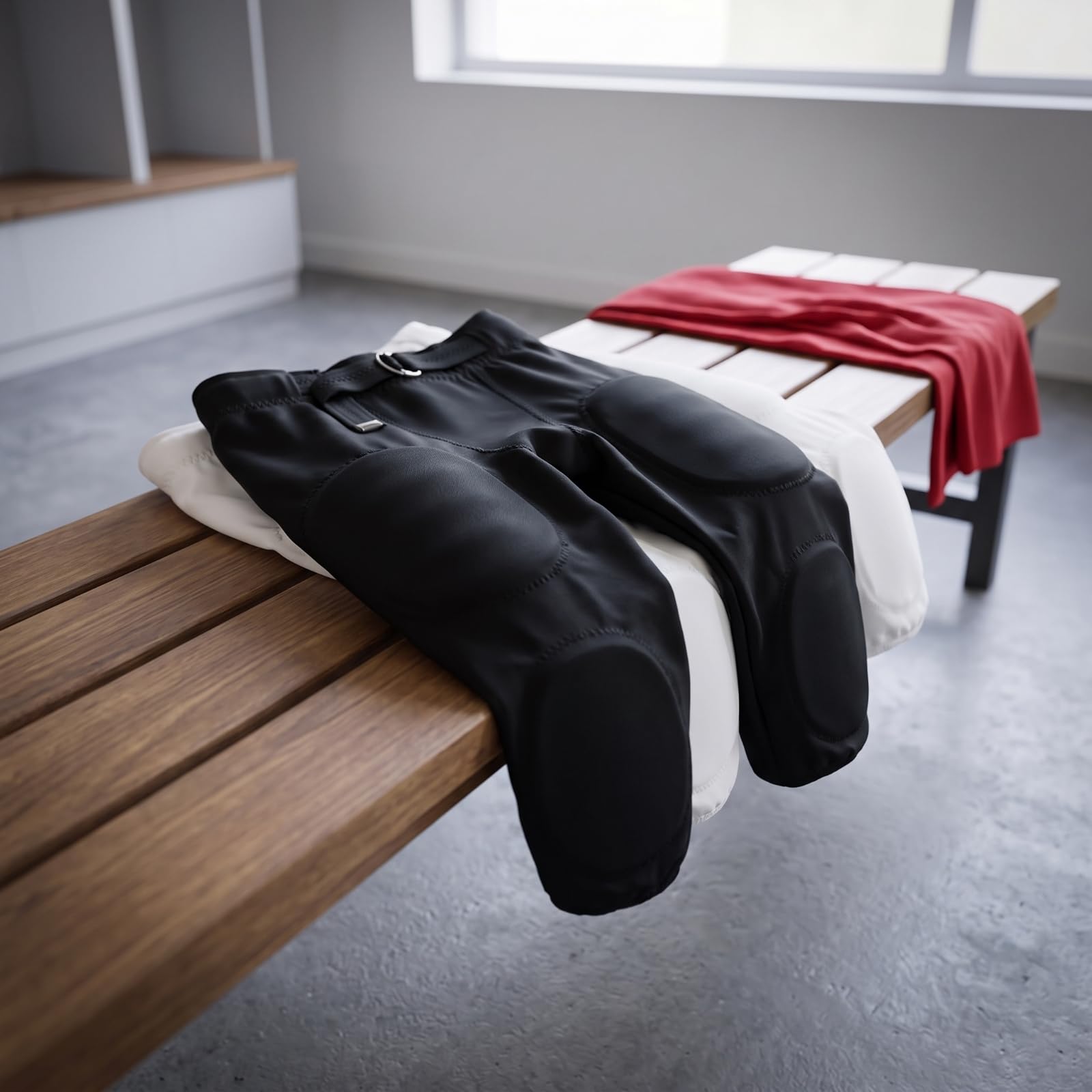 Pantaloni Protettivi da Calcio Imbottiti Sportivi da Gioco Atletici Compressivi Tessuto in Poliestere Leggero , Nero , M