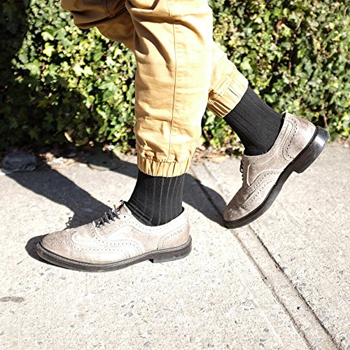 Falari Men Ribbed Black Dress Socks Crew Length3