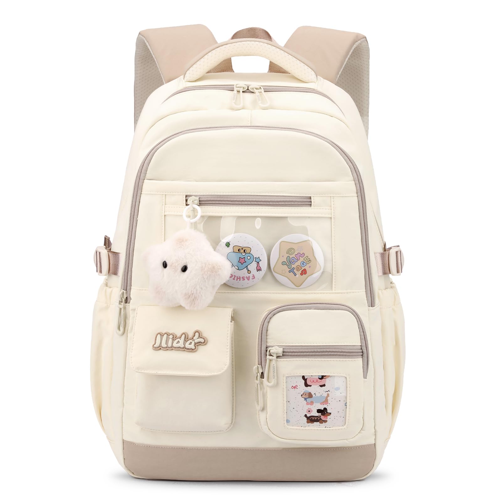 Tanou Sac à Dos pour Fille, Grande Capacité Cartable Adolescent en Polyester Imperméable, Sacs Scolaires Filles Tendance avec Pendentif Étoile pour École Primaire et College