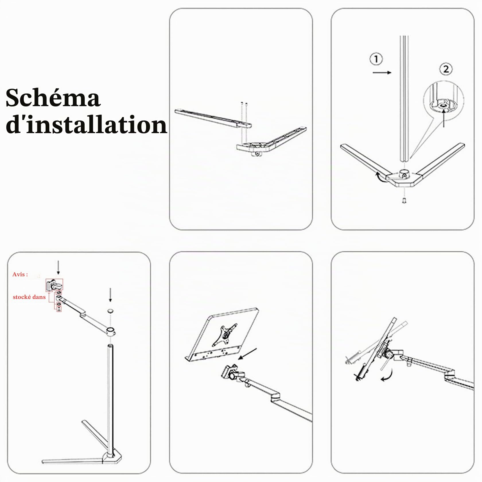 BIEGEN Support de Livre pour Lire Hauteur Réglables Support de Livre Au Sol Rotatif 360 Degrés Cantilever Lutrin de Lecture avec Clips Page Livres Magazines