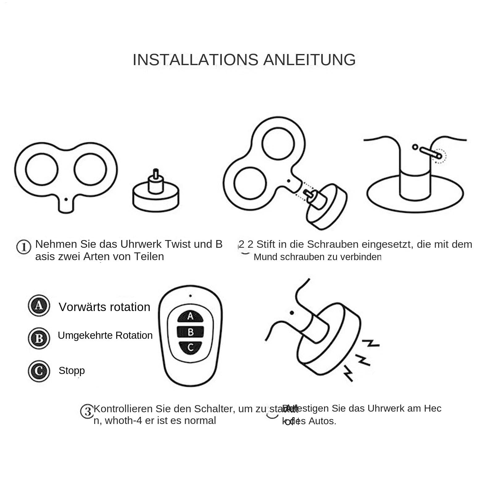 3D Car Wind-Up Key, elektryczny obrotowy klucz spr??ynowy, 30 x 20 x 9 x 9