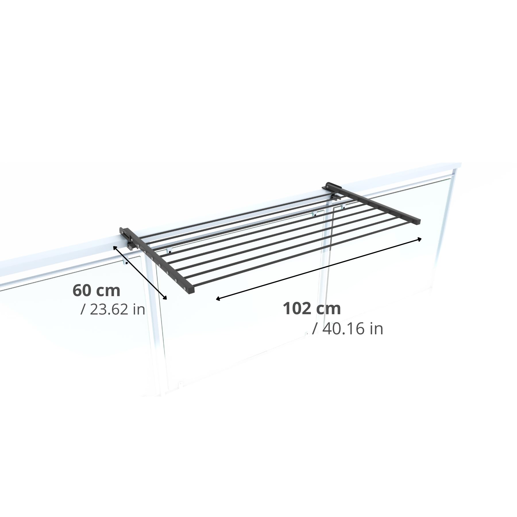 Foxydry DUO 60 - Het opvouwbare balkon-droogrek dat beide kanten op kantelt - 62x63x8 cm