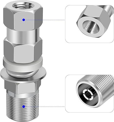 Miniatura 4 de Paquete de 2 antenas CB universales resistentes SO-239 de montaje en perno, adaptador de montaje de espárrago de antena CB roscada estándar de 3/8 x