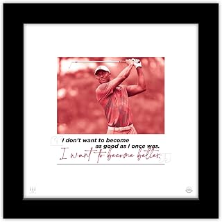 Trends International Gallery Pops Tiger Woods - Quote Become Better Wall Art, Black Framed Version, 12" x 12"