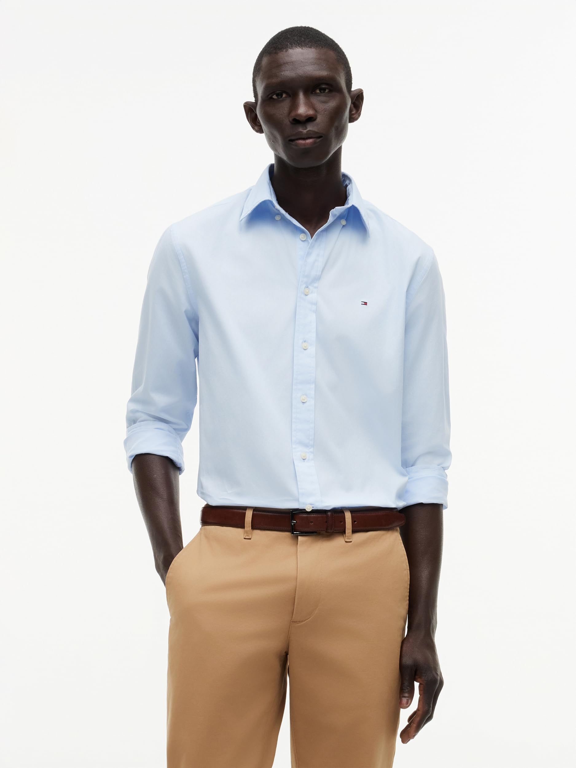 Tommy Hilfiger Herren Hemd Flex Poplin Mini Tartan Shirt mit Spitzkragen