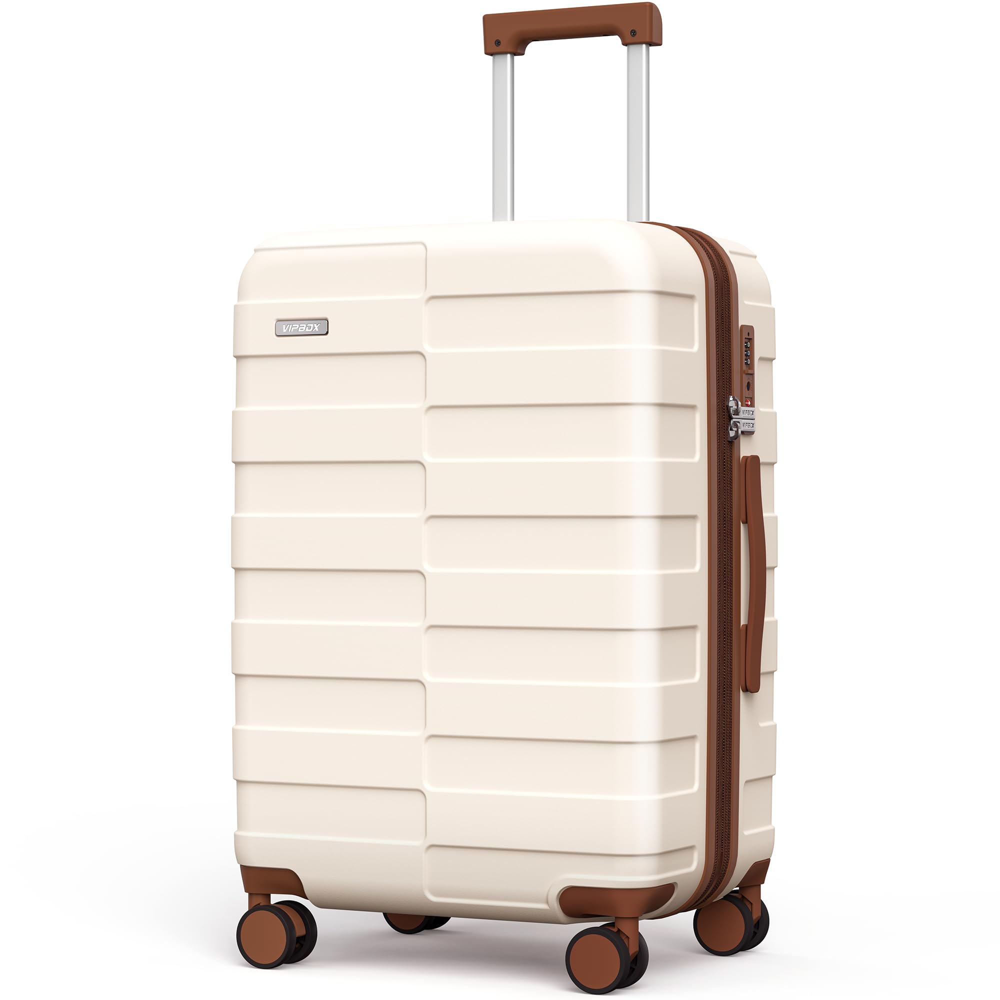 Vipbox Valigie Rigide Media 65cm (3 ANNI DI SERVIZIO VIP) Espandibile Policarbonato Ultra Leggera Trolley da Viaggio Durevole Valigia con Chiusura TSA e 4 Ruote, Bianco Elegante