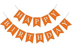 Kid Girl Woman Orange Birthday Tea Party Decorations Bunting Flag Birthday Party Supplies