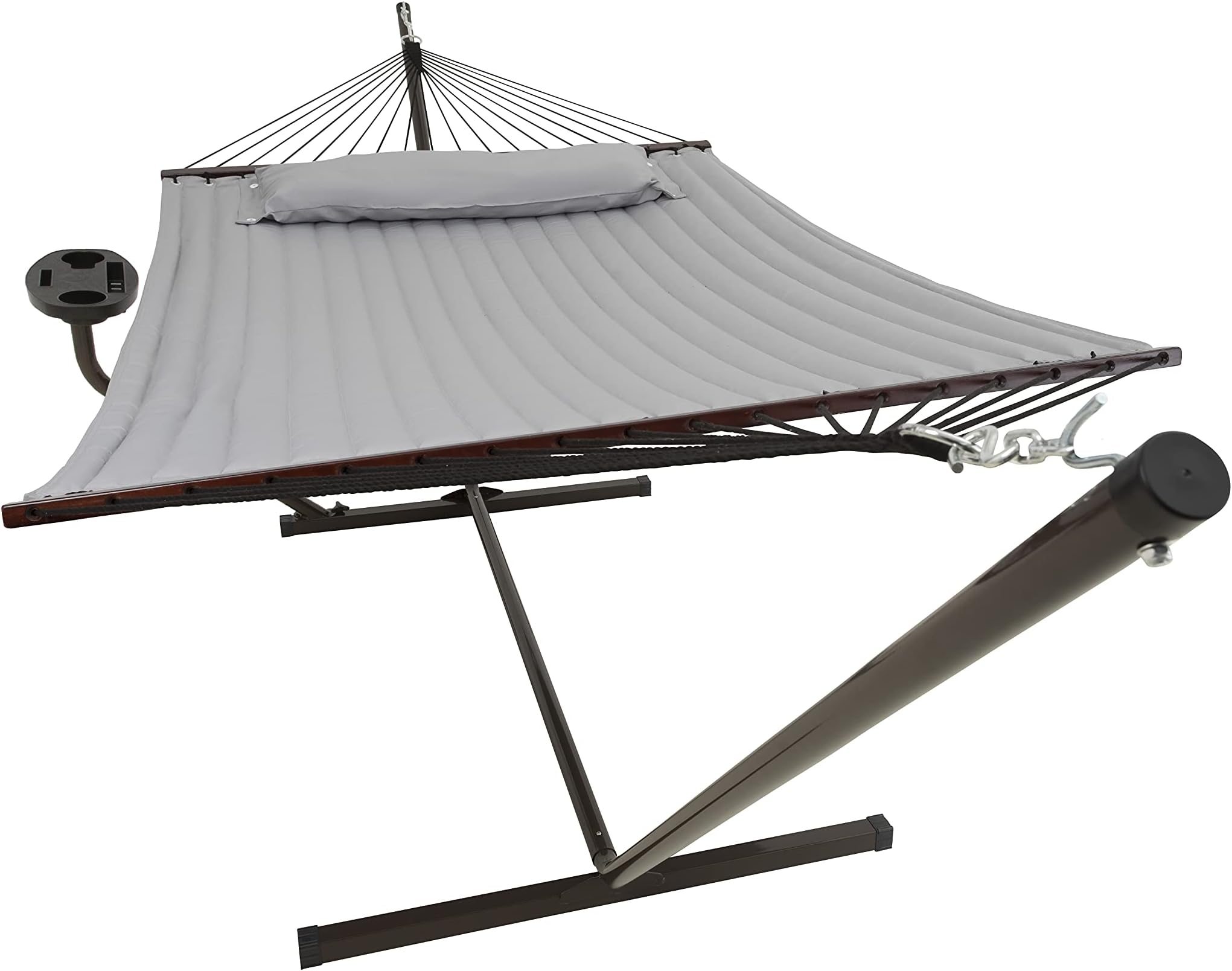 VITA5 Hammock with Stand and Detachable Pillow, Heavy Duty, 450 Pound Capacity, Accommodates 2 People, Perfect for Indoor/Outdoor Patio, Deck, Yard (Grey)