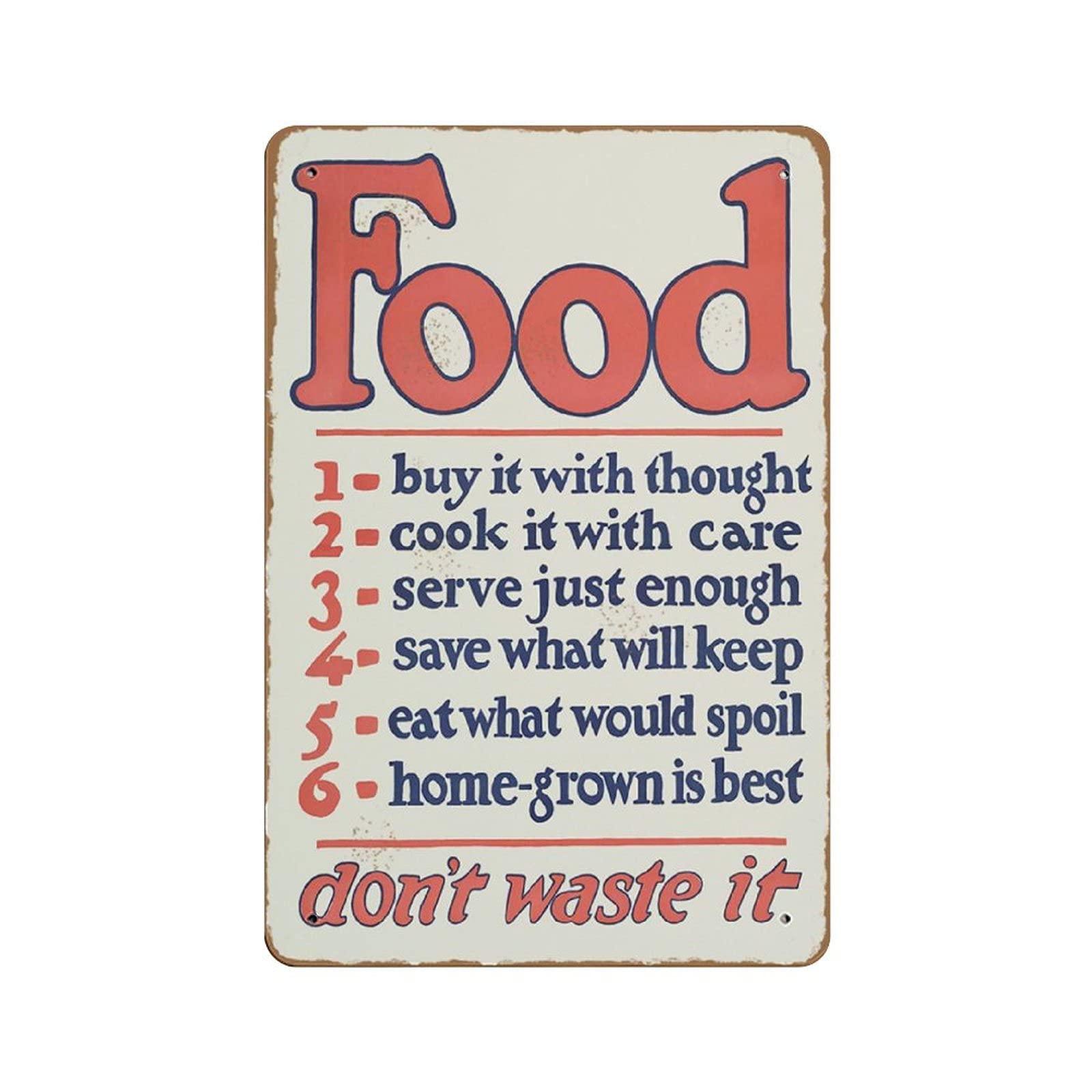 Metal Tin Sign Food Rules Buy It with Thought Tin Sign Metal Aluminum Sign Vintage Wall Decor Retro Poster for Bars Restaurants Cafes Pubs Home Decoration 12"x8"
