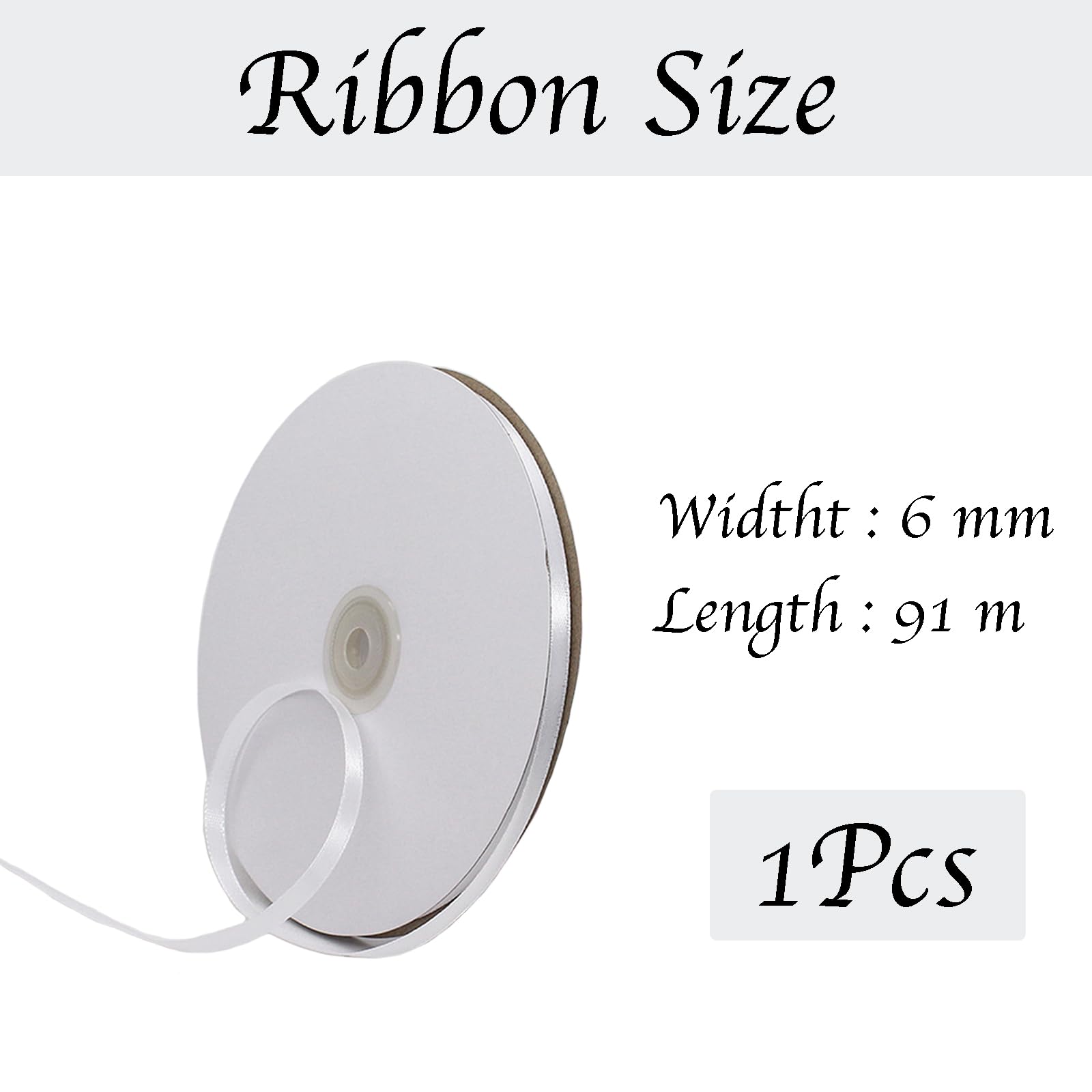 Grey Ribbon 6mm for Gift Wrapping 91M,Grey Satin Ribbon 6mm Thick Fabric Ribbon for Crafting Cake Ribbon,Hair Bow Ribbon,Polyester Ribbon Christmas Decoration,Wedding Car Ribbon Decor - Image 2