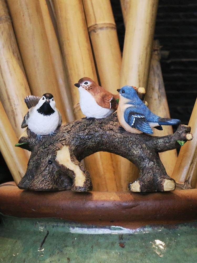 Ornamenti da giardino per esterni, graziose statuette di uccelli in resina