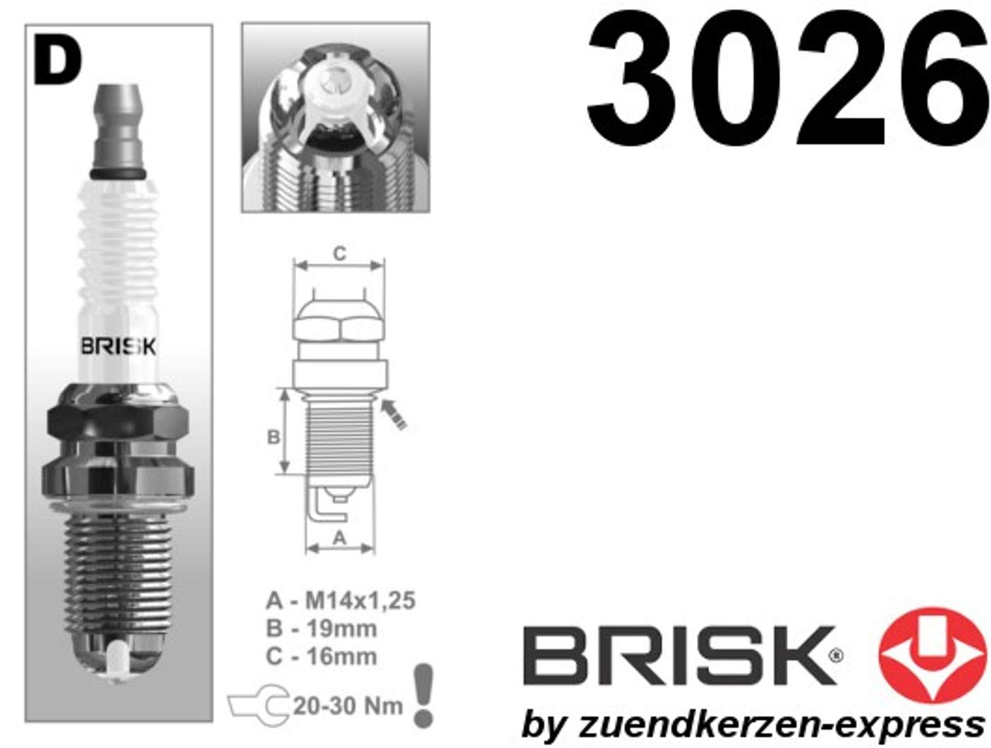 Brisk Premium Racing dor15lgs 3026 Candela di accensione, 4 Pezzi