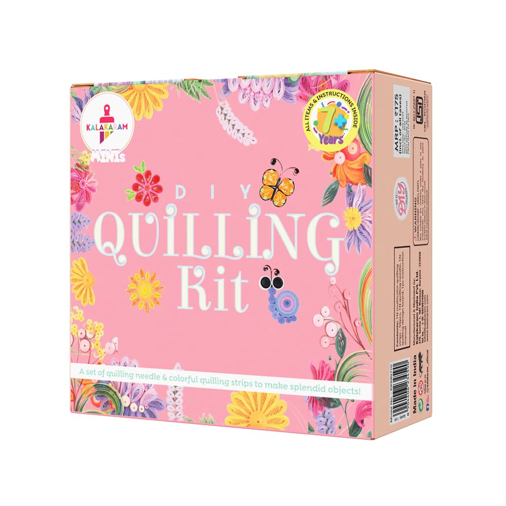 Kalakaram Mini DIY Quiiling Craft Kit | DIY On-The-Go Art & Craft Activity Kit for Kids | Qulling Paper Strips for Stars | Birthday Return Gift & Party Favor for Girls & Boys Ages 4, 5, 6, 7 Years