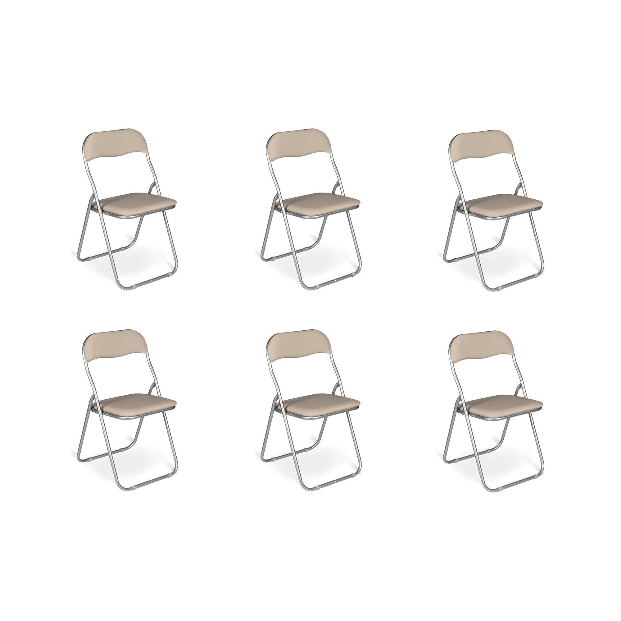 Dmora Ensemble de six chaises pliantes, couleur sable, Mesures 43 x 47 x 78 cm