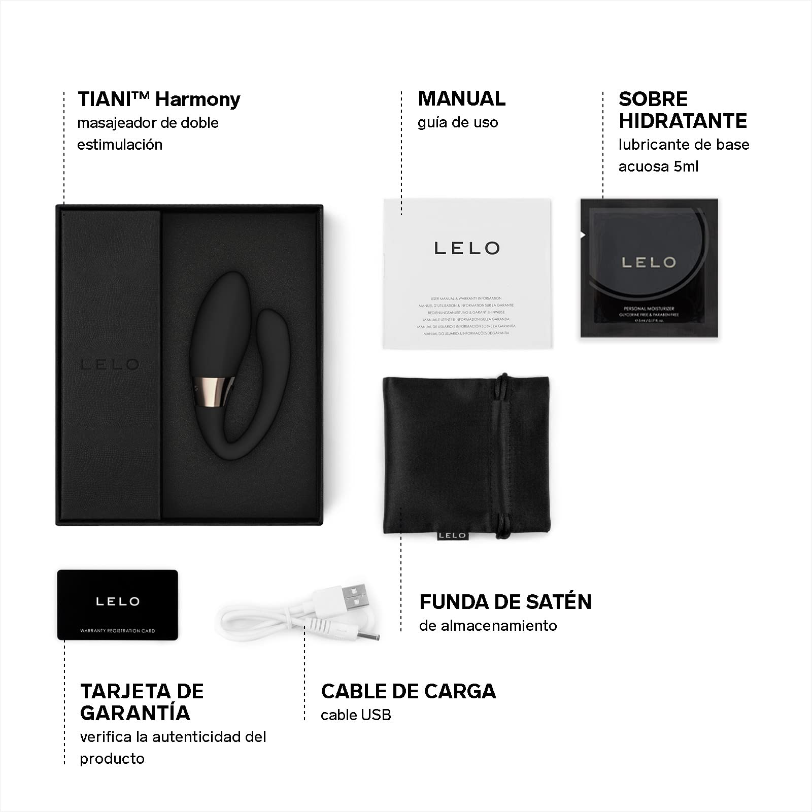 LELO TIANI Harmony, Juguetes Eróticos para Pareja, Uno de los Lujosos Juguetes Sexuales con app, Potente Vibrador Sexual con 2 Motores Sincronizados (Black)