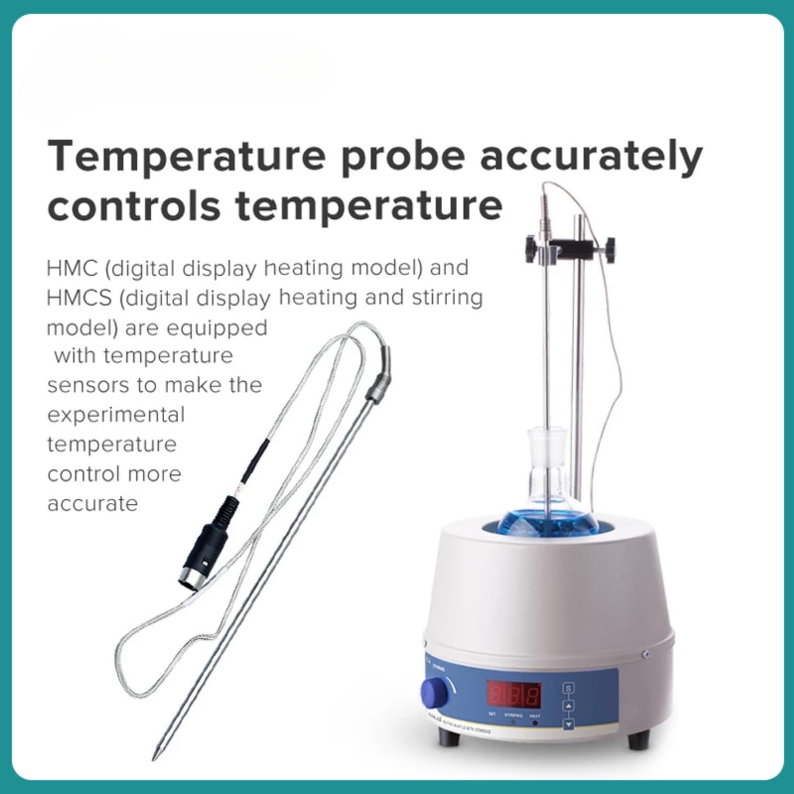 Manto calefactor eléctrico con pantalla digital, temperatura máxima de 380 °C, agitador magnético, para uso en laboratorio de 250-2000 ml