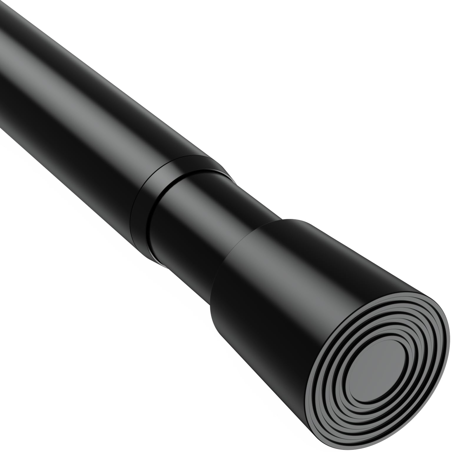 BSYXLSX Extendable Curtain Pole 75-195cm, Black Shower Curtain Pole No Drilling Non Slip Tension Rod – for Bathroom, Closet & Window