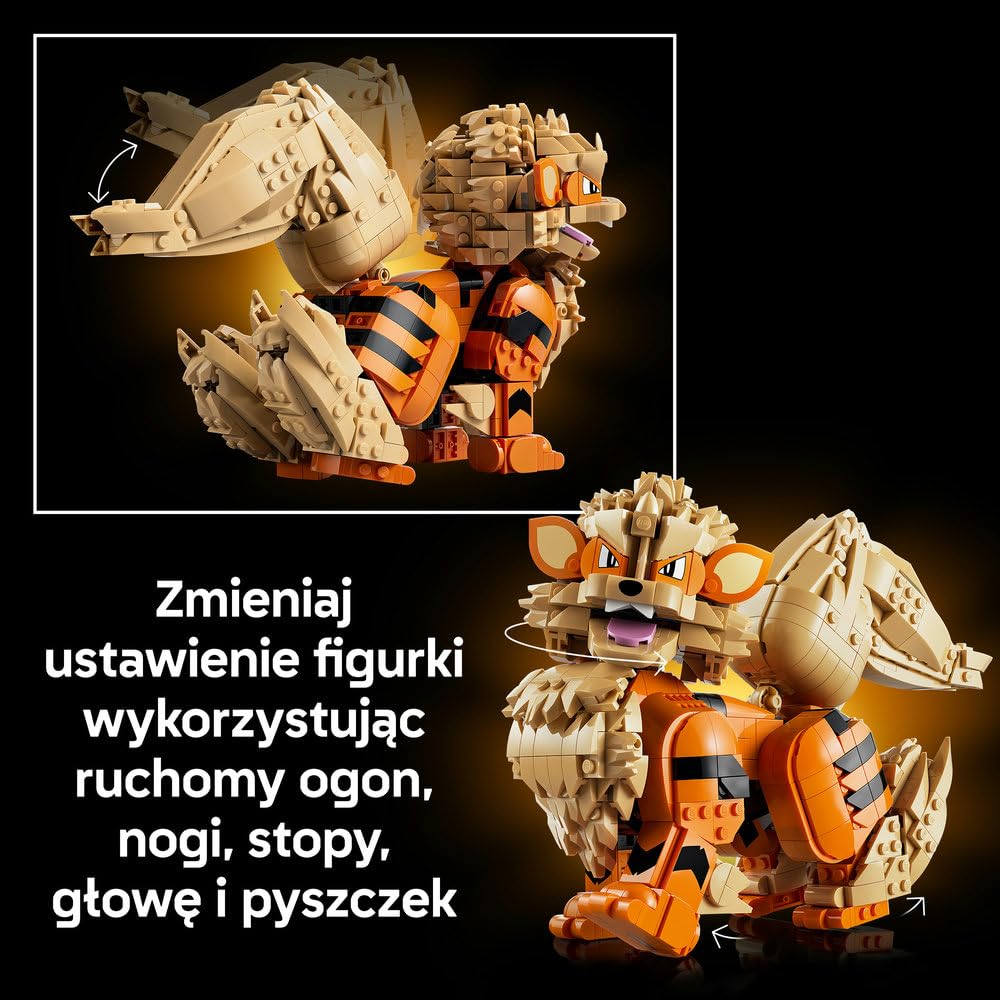 LEGO Pokémon Arcanine 72160 | Kolekcjonerska figurka Pokémona, duży zestaw klocków dla dorosłych, prezent dla fana gry, dekoracja, 1190 elementów