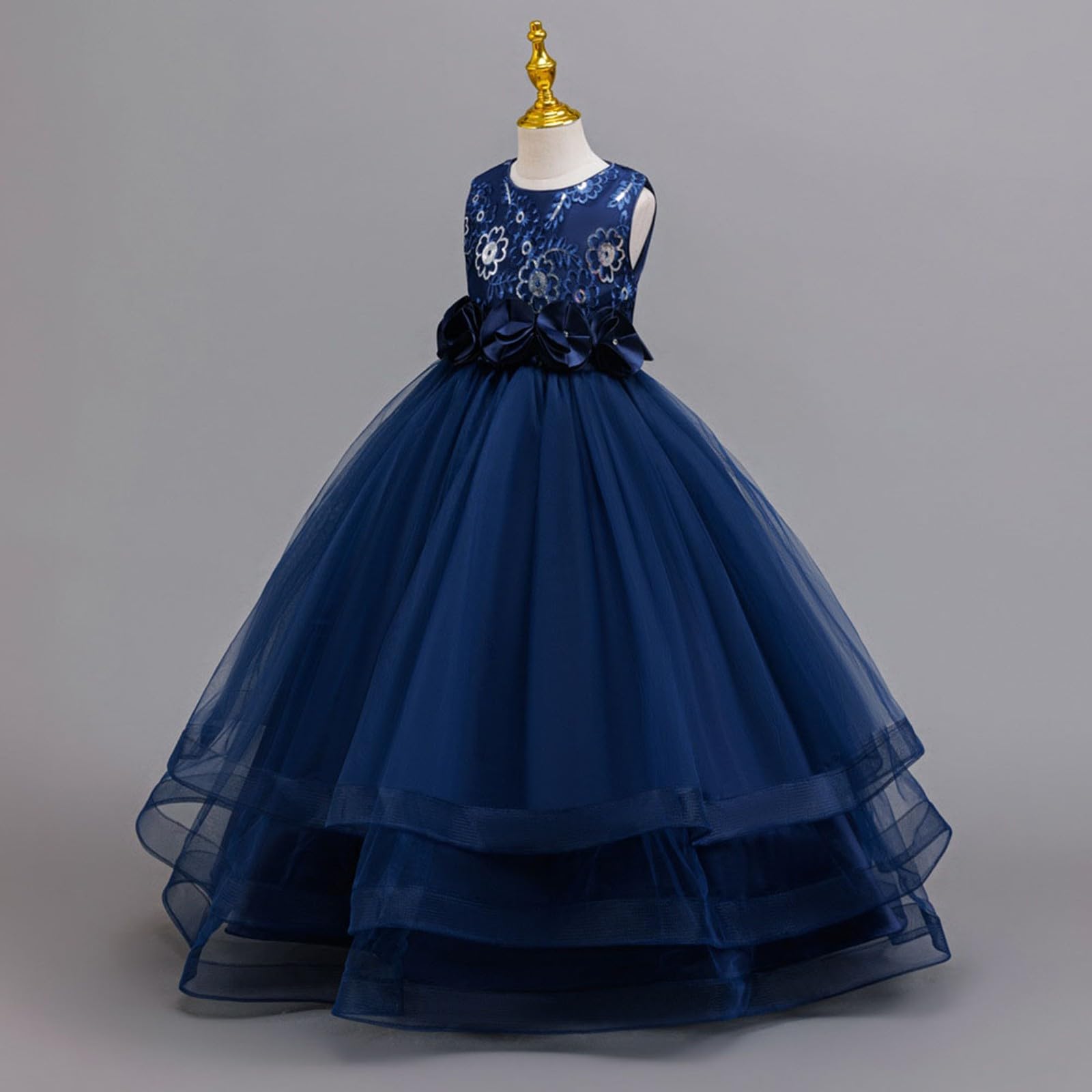 Vestido sin Mangas con Bordado Floral para niñas, Ideal para Bodas, Fiestas de cumpleaños, de Punto piqué, Cintura elástica y Ligero, Ideal para Uso Diario, colección Casual