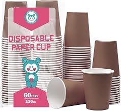 Brown Disposable Paper Cups, 60 Pack Paper Cups for DIY, Wedding, Christmas, Party, Picnic, BBQ, Travel and Events (Brown)