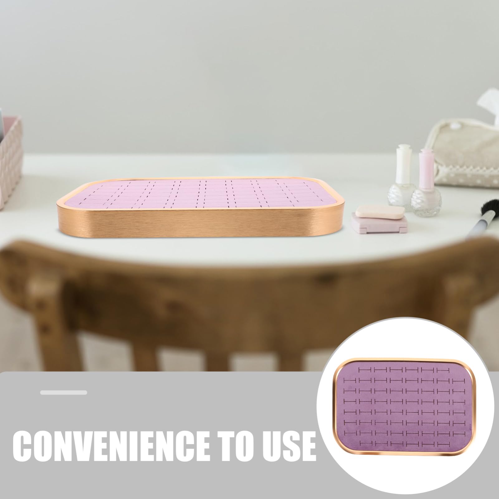 PartyKindom Organizador de Anillos Apilable de Terciopelo 60 Ranuras | Marco Rectangular de Aleación de Aluminio, Color Púrpura, Diseño Secciones para Pendientes y Colgantes
