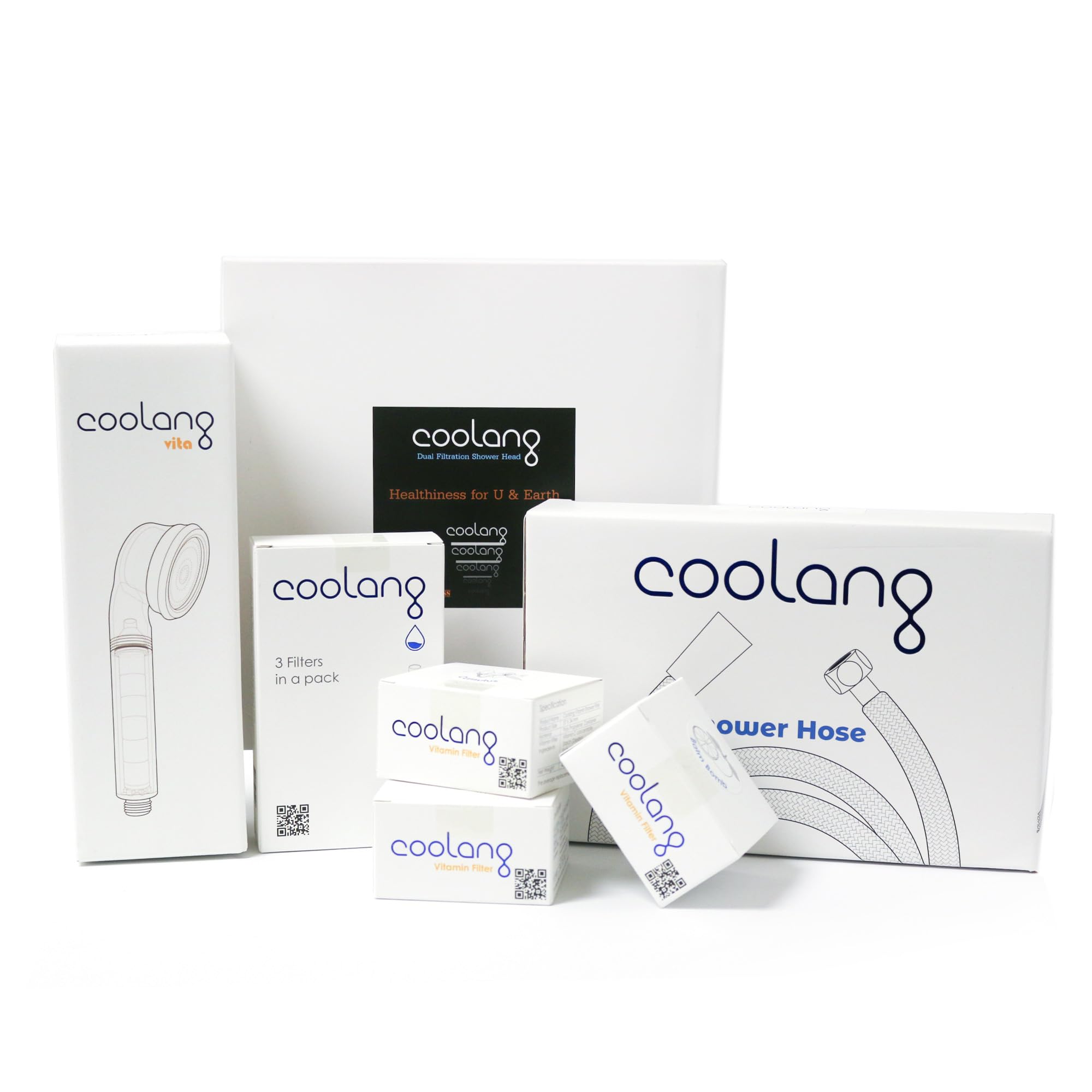 COOLANG Dual Filteration Shower Filter with Handhead & Hose All-in-One Installation DIY Kit, Sediment & Vitamin Shower Filter with High Pressure Flow, CEC approved, NSF/RoHS Certified
