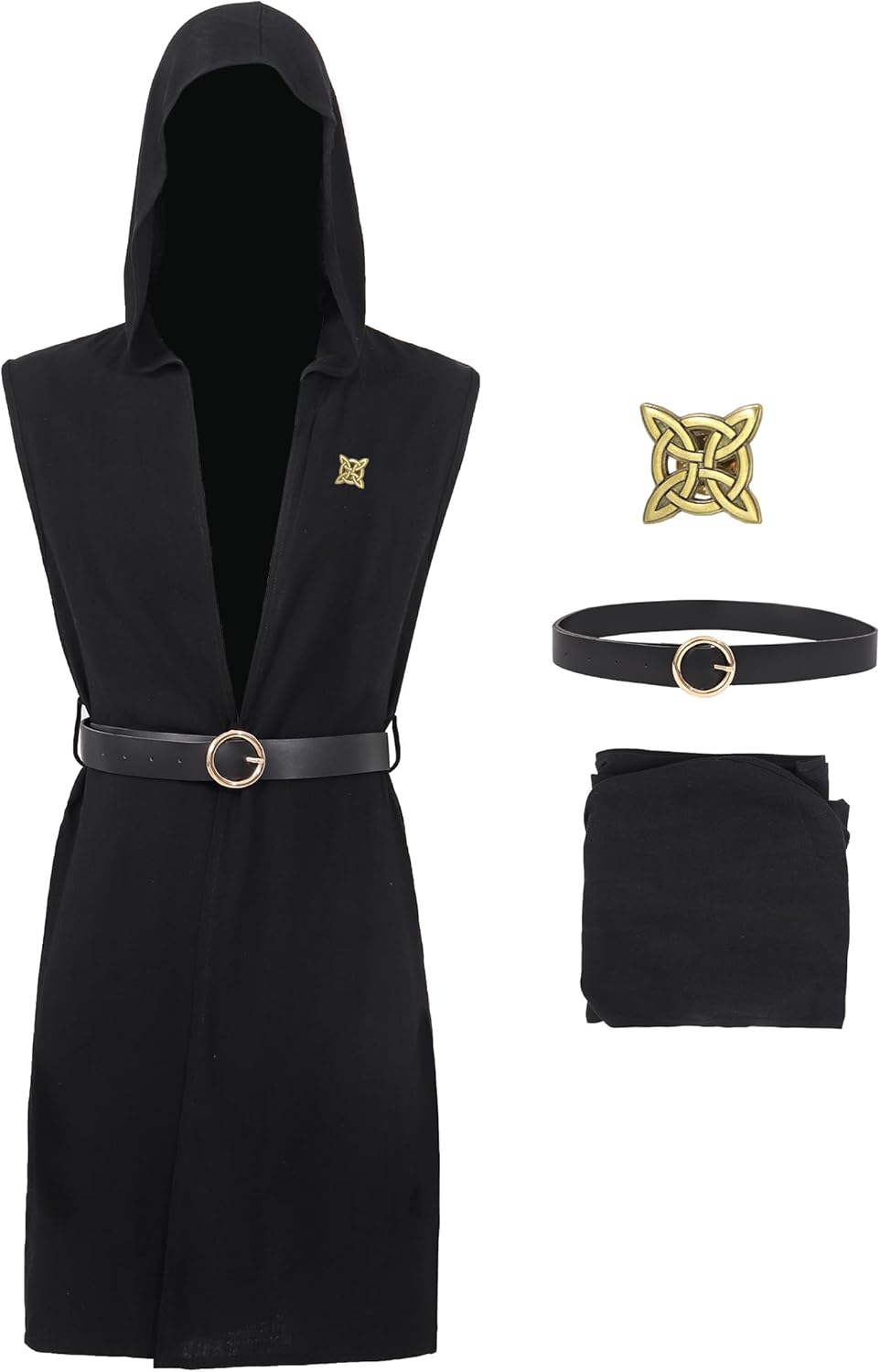 Medieval Hooded Surcoat Sleeveless Tunic Mens Renaissance Vest Tabard Pirate Cosplay Costume Holloween LARP - Image 2