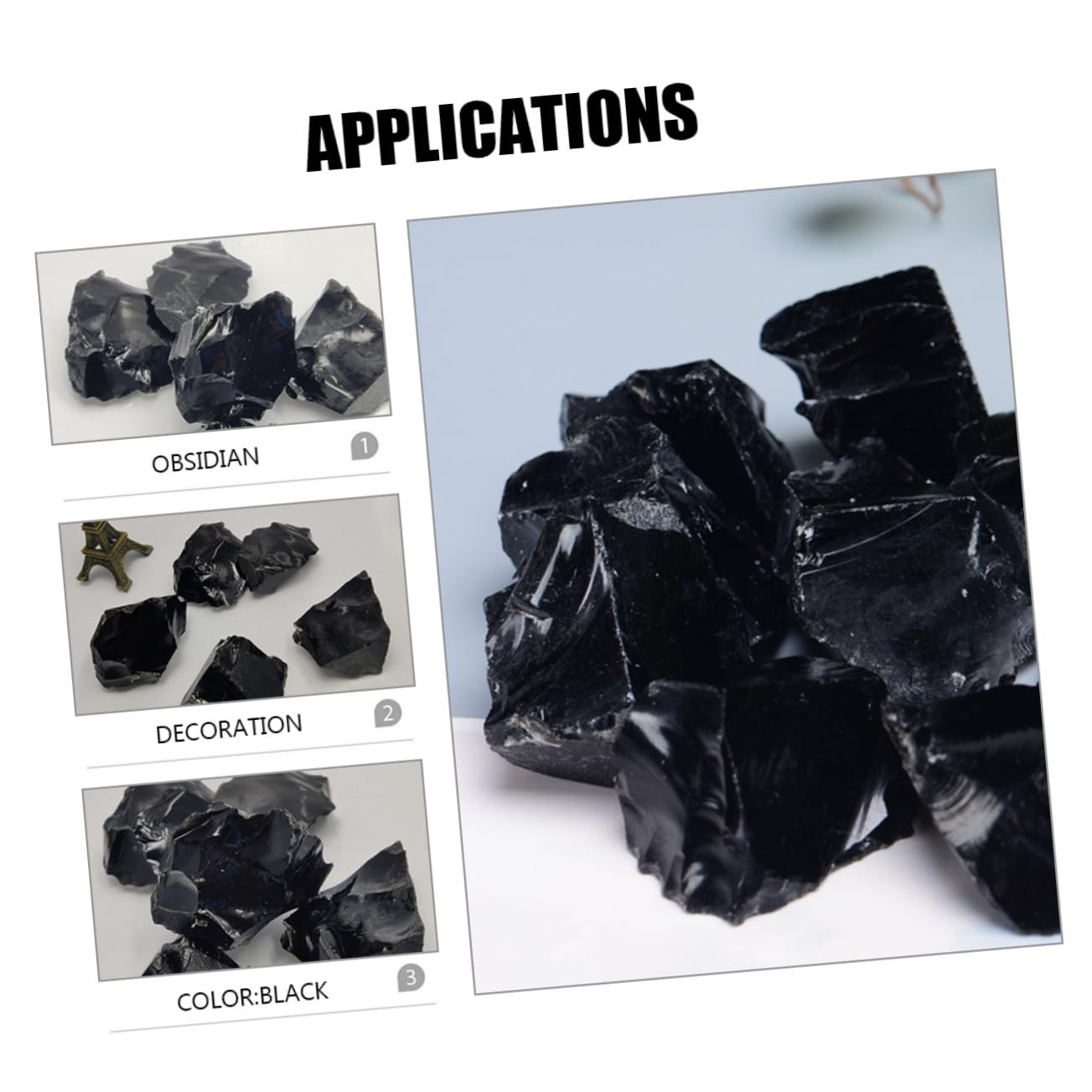 SHERCHPRY 5 Sätze Obsidian Duftstein Kleine Steindekore Obsidiansteine Kristalle Steine Obsidian-handwerk Obsidian Rechteckig Obsidian Rough Stone Natürlicher Kristall Schwarz 5 Stücke * 5