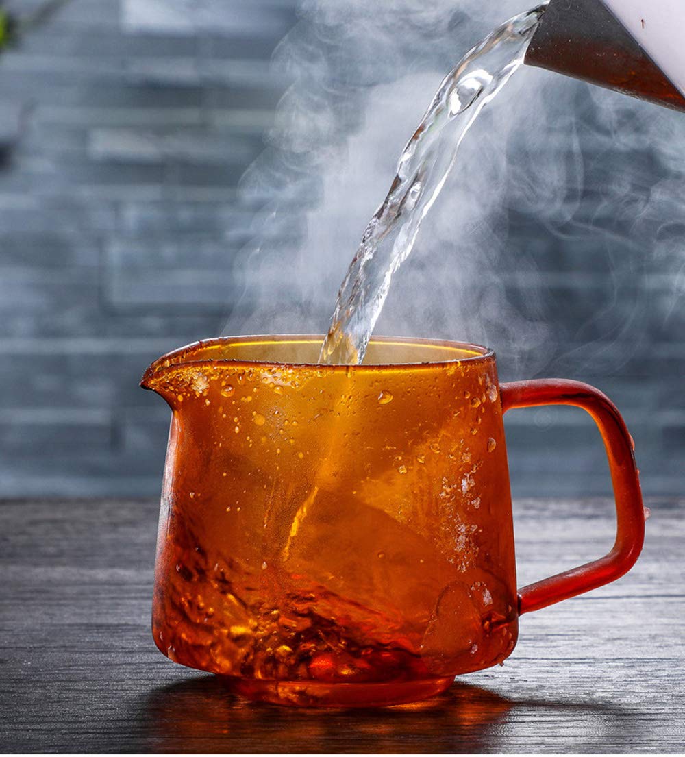 Glass Coffee Serving Pitcher Mugs with Handle, Milk Frothing Creamer Mixing Cereal Oatmeal Microwave Safe Kitchen Accessories Spout Liquid Cups for Breakfast Ice Cream Snacks Salad - 550ml