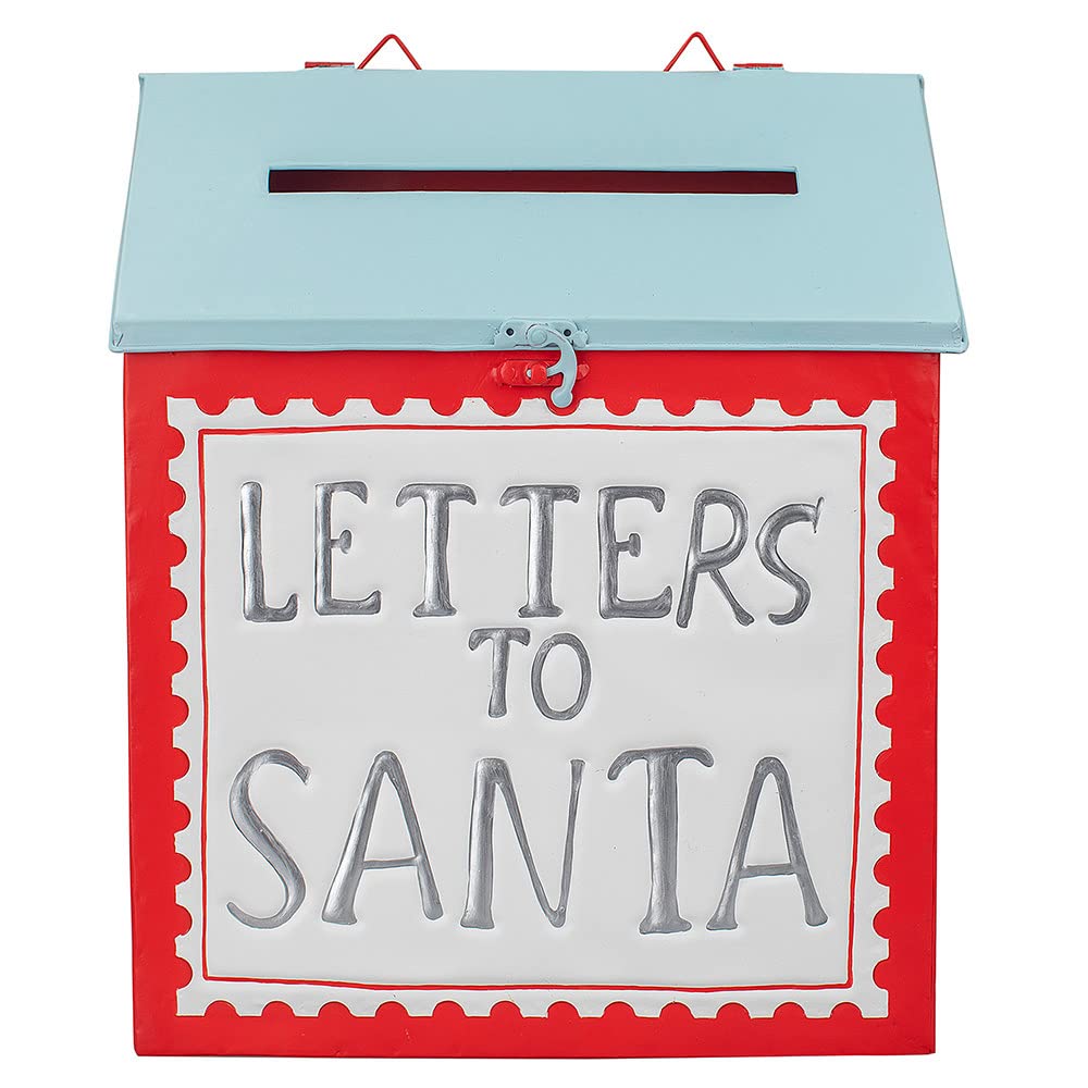 wilkoJoy Metal Mailbox, Made Using 100% Iron, Red and Blue Coloured Finish, Ideal for Indoor Use, 31 x 13.5 x 36cm