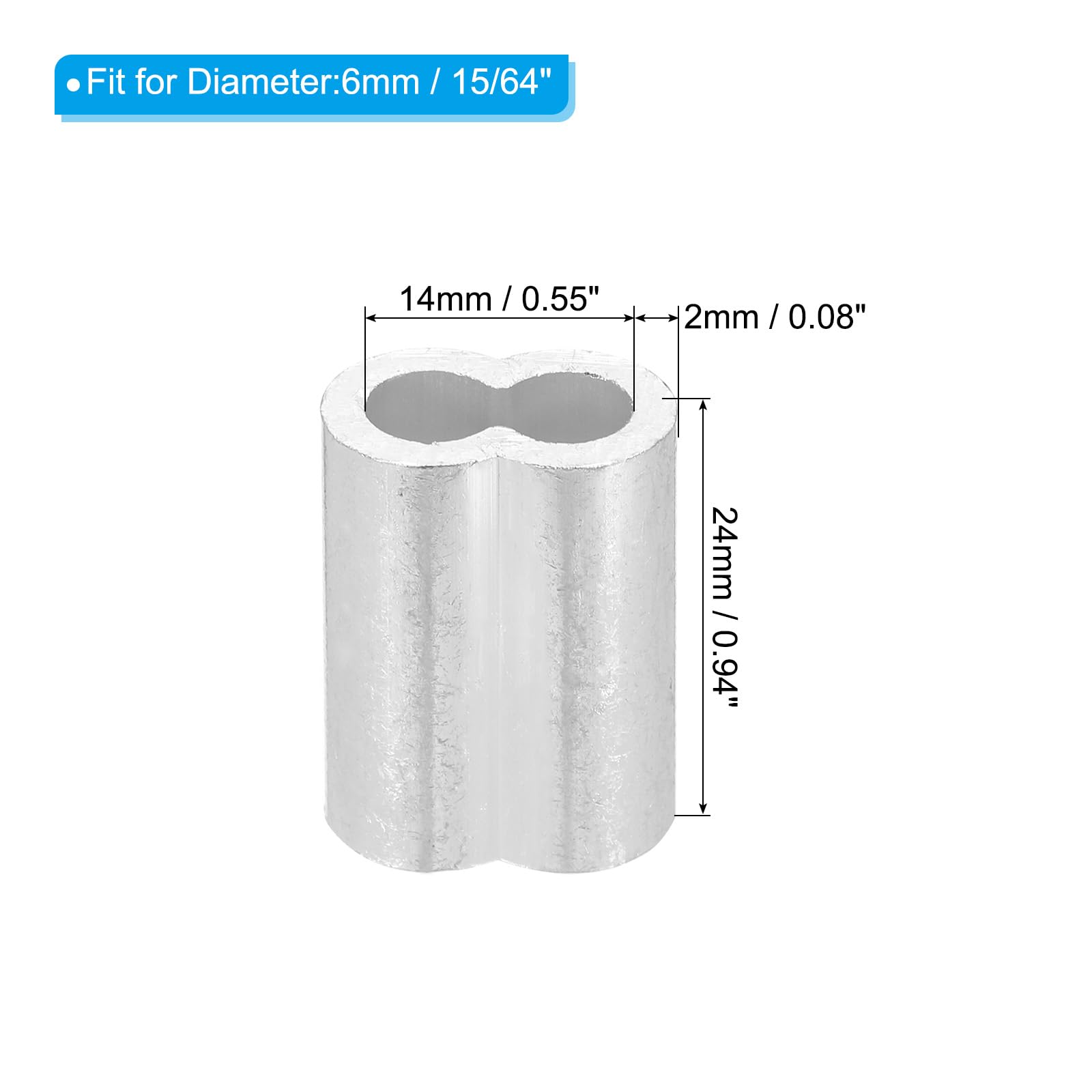 QUARKZMAN 15/64" 6mm Manicotto Anello Crimpatura in Alluminio, Doppia Ghiera per Estremità Cavi Metallici, Argento 120pz