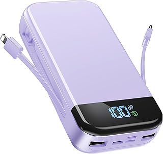 Portable Charger Power Bank, 32000mAh Huge Capacity External Battery Pack, 22.5W QC 3.0 PD Phone Charger, 5 Charging Port Battery Charger With Smart LED Display Built in 2 Extra Fast Charging Cable