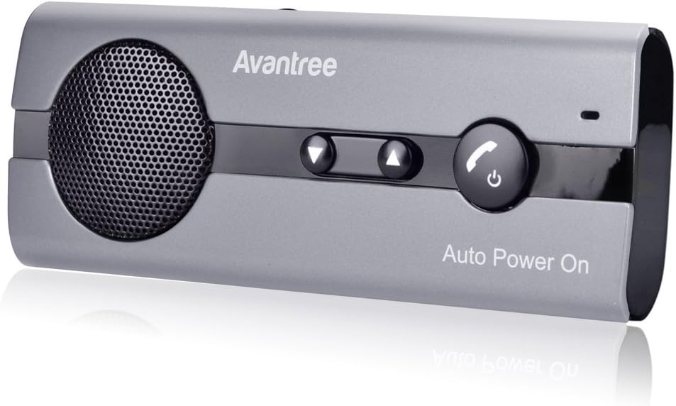 Avantree 10BS Hands-Free Bluetooth Visor Car Kit with Auto Power On Motion Sensor, Wireless in-Car Speakerphone Supports GPS, Music, Compatible with iPhone, Samsung, and Smartphones