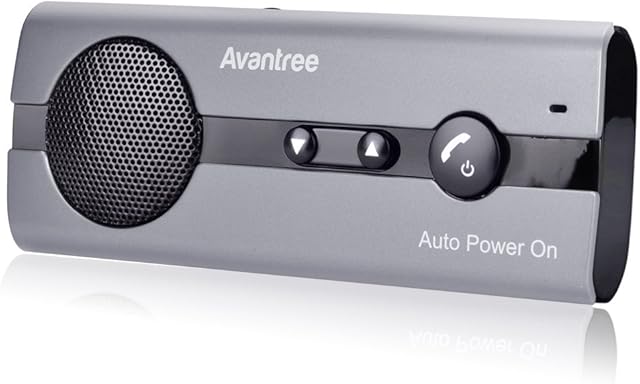 Avantree 10BS Hands Free Bluetooth Visor Car Kit with Auto Power On Motion Sensor, Wireless in Car Speakerphone Supports GPS, Music, Compatible with iPhone, Samsung, and Smartphones