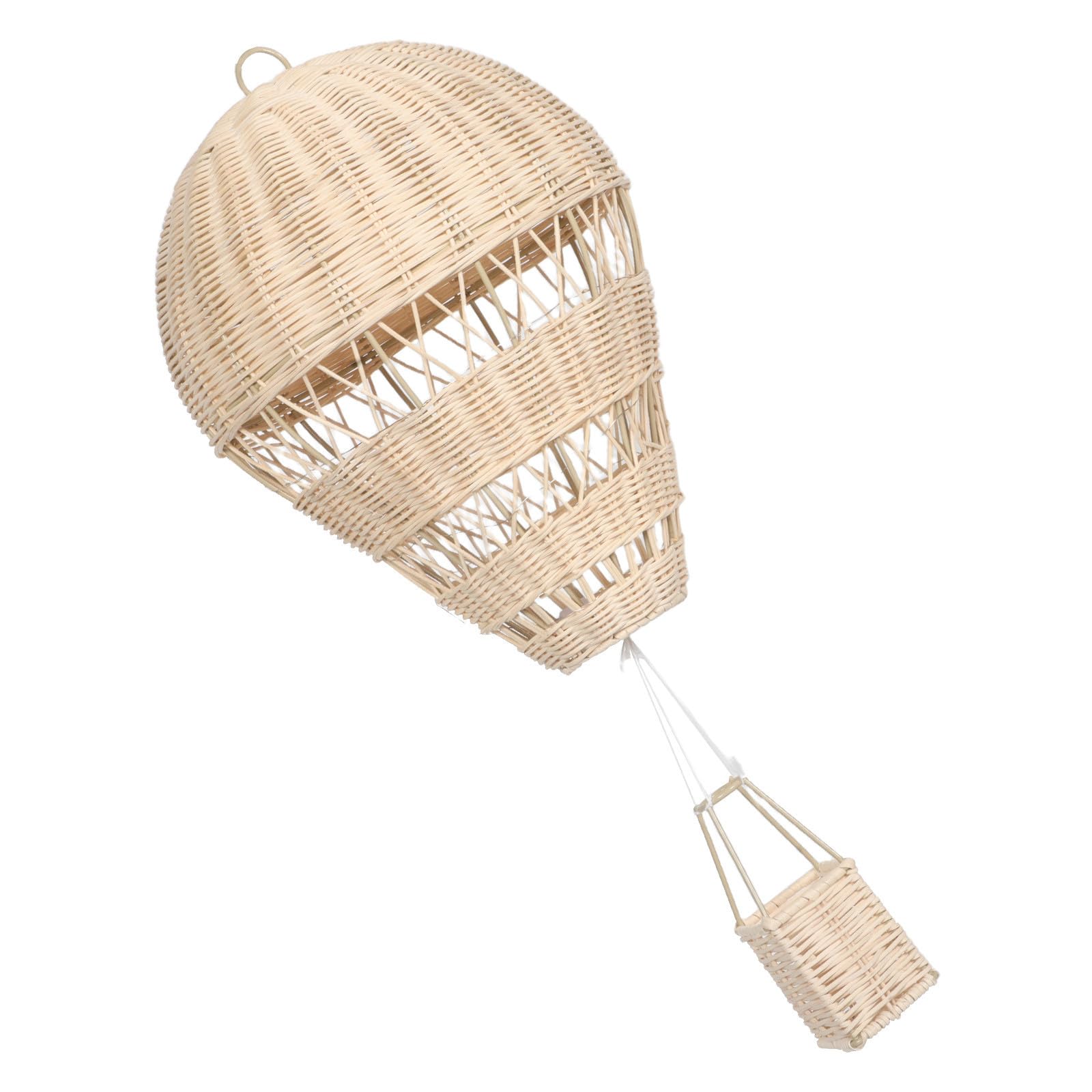 Gewebter Hängende Dekoration aus Rattan mit Lichterkette Heißluftballon Handgefertigte Beige Pastoraler Stil für Kinderzimmer und Fotorequisiten