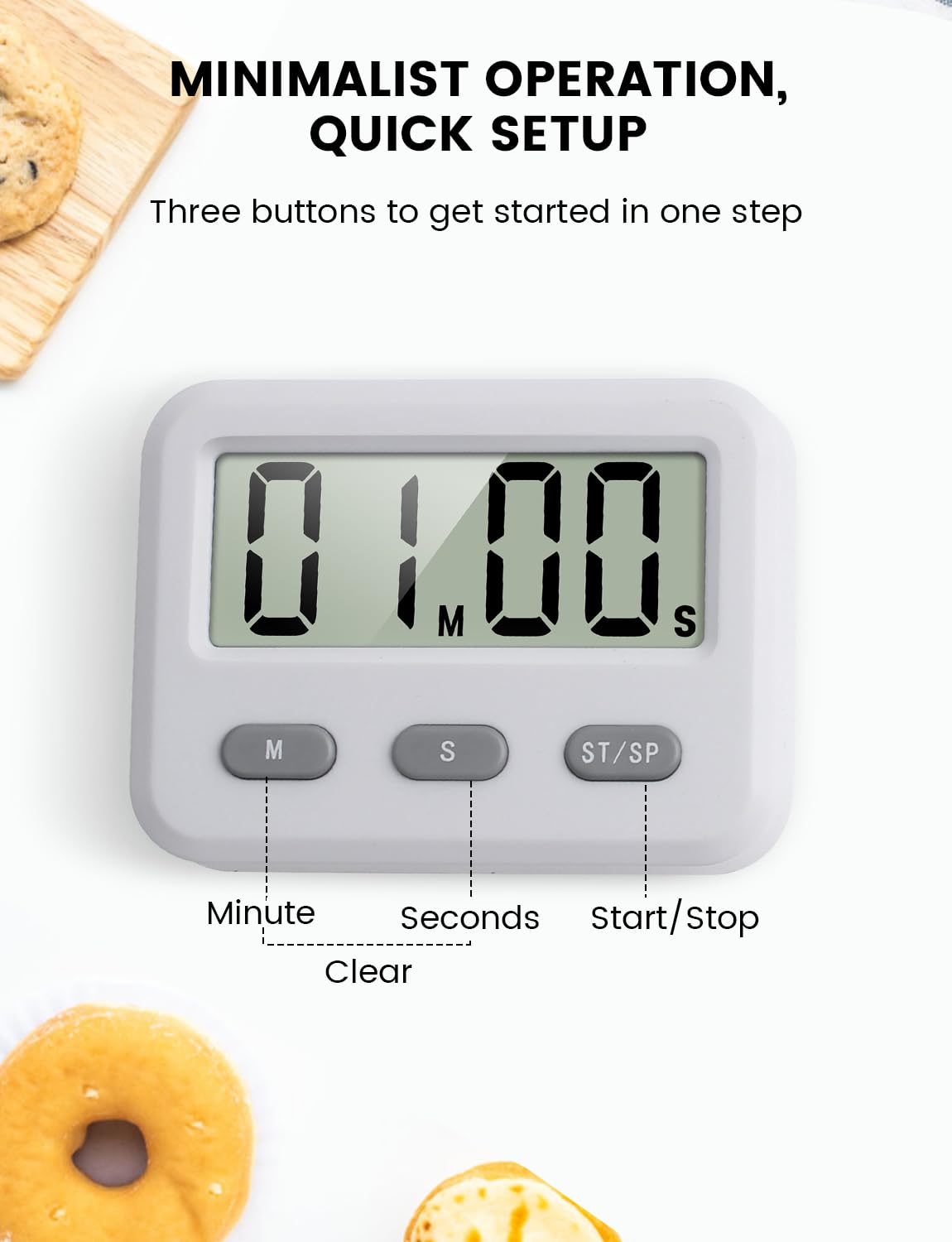 Timer Digitale Magnetico - Conto Alla Rovescia Da Cucina, Studio, Palestra, Bianco
