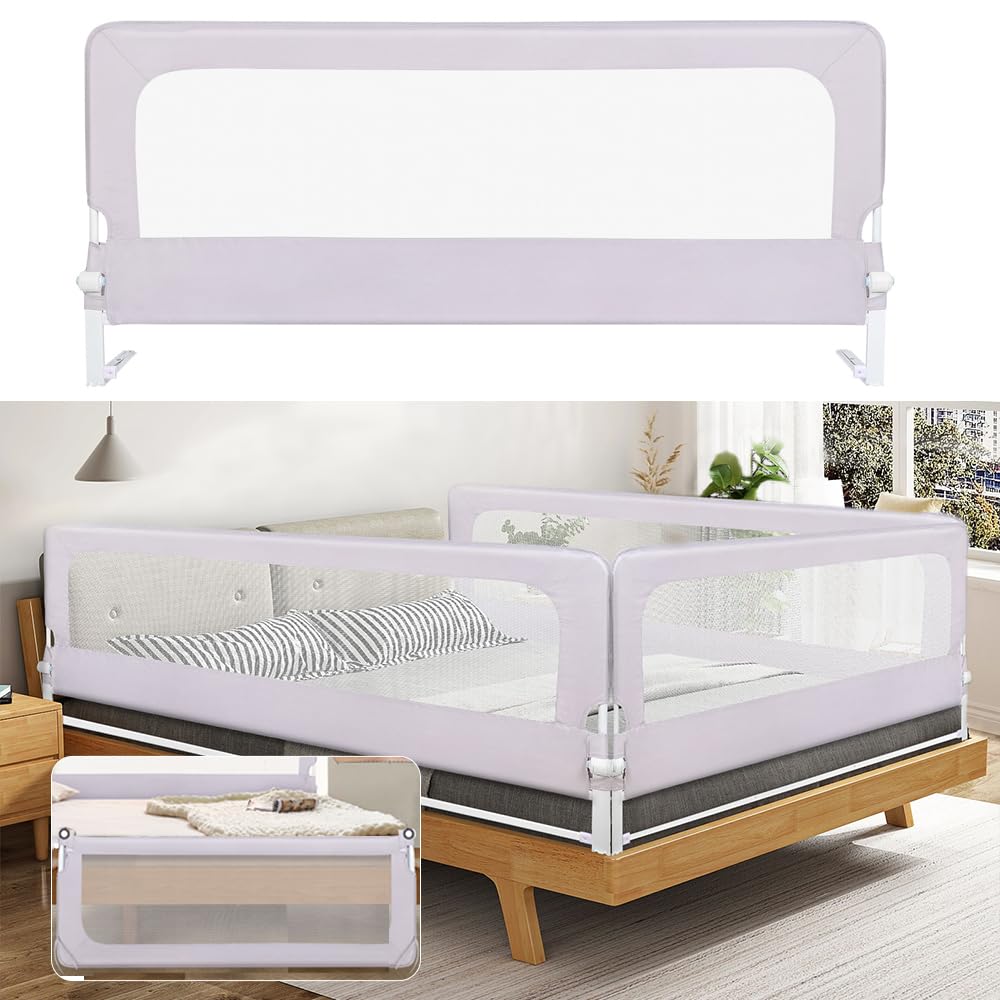 Barriera per letto per bambini, portatile Bed Rail, protezione contro le cadute, barriera di sicurezza per bambini letto, facile da installare C, 180 x 70 x 26 cm, grigio