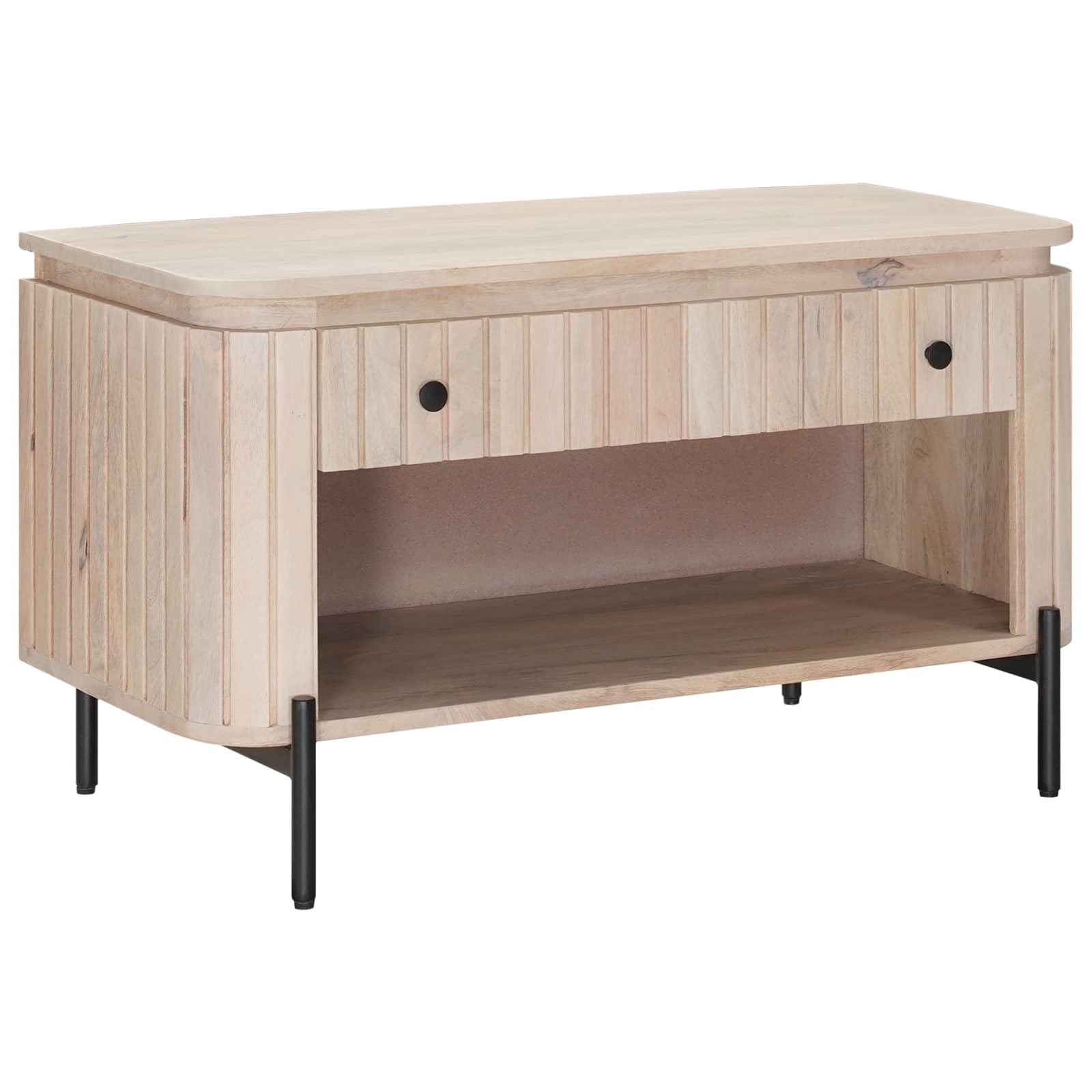 Banc à chaussures en manguier massif chic pour l'entrée