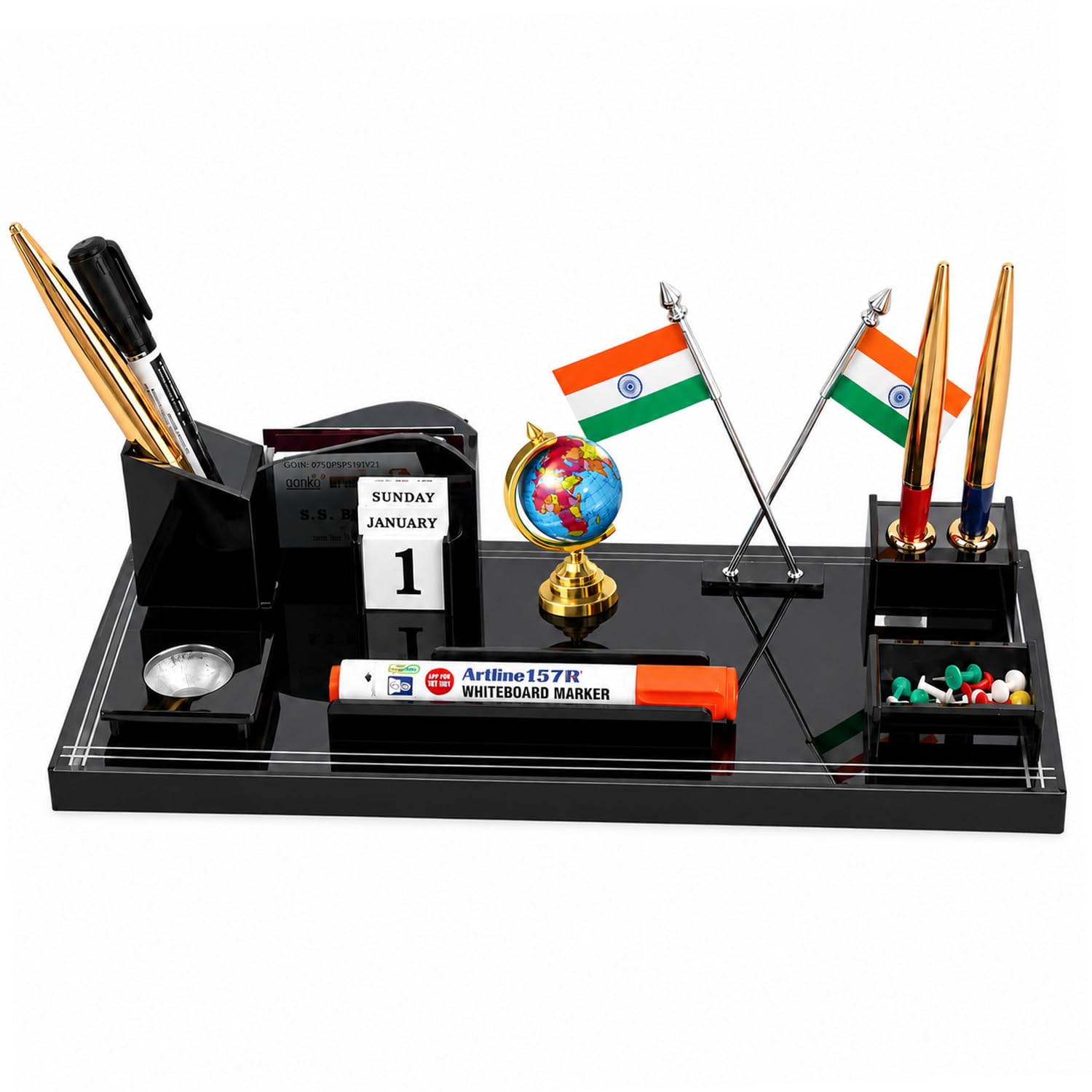 IGNOTO Acrylic Flag Pen Stand, Brown - Image 1